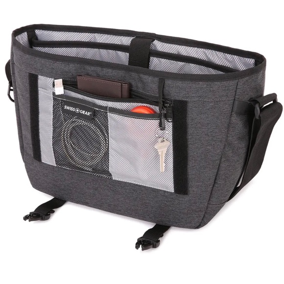 Swiss Gear Crossbody Messenger Bag for laptop/books - Heather grey & black - Picture 4 of 16